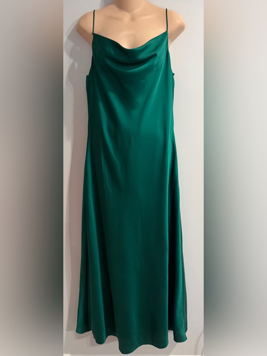 Ann Taylor Dresses & Skirts - ANN TAYLOR Satin Cowl Neck Strappy Slip Emerald Green Dress size 12